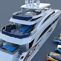 Luxury Yacht Featuring Sailboat Speedboat And Multiple Cars Trucks In
