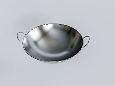 Stainless Steel Frying Pan with Two Handles Silver on White Background 3d model