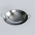 Stainless Steel Frying Pan with Two Handles Silver on White Background