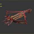 Decorative Mechanical Crossbow With Red Black Design And Metal Spiked Components 3d model