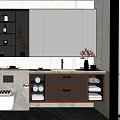 Modern Bathroom Interior Design With Marble Shower Vanity Mirror And Storage Cabinets 3d model