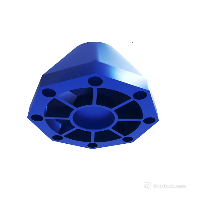 Blue Hexagonal Industrial Component With Multiple Holes And Internal Structure 3d model 