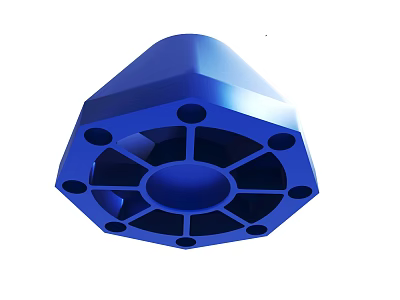 Blue Hexagonal Industrial Component With Multiple Holes And Internal Structure 3d model