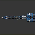 Blue Cosmic Spaceship Design With Circular Structure And Multiple Engines