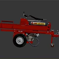 Red Portable Wood Splitter Machine With Engine And Wheels On Trailer 3d model