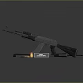 Tactical Modern Assault Rifle With Magazines Clips And Gear Layout