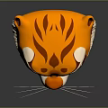3D Tiger Character Mask With Orange Black Stripes White Facial Features And Fierce Eyes Design