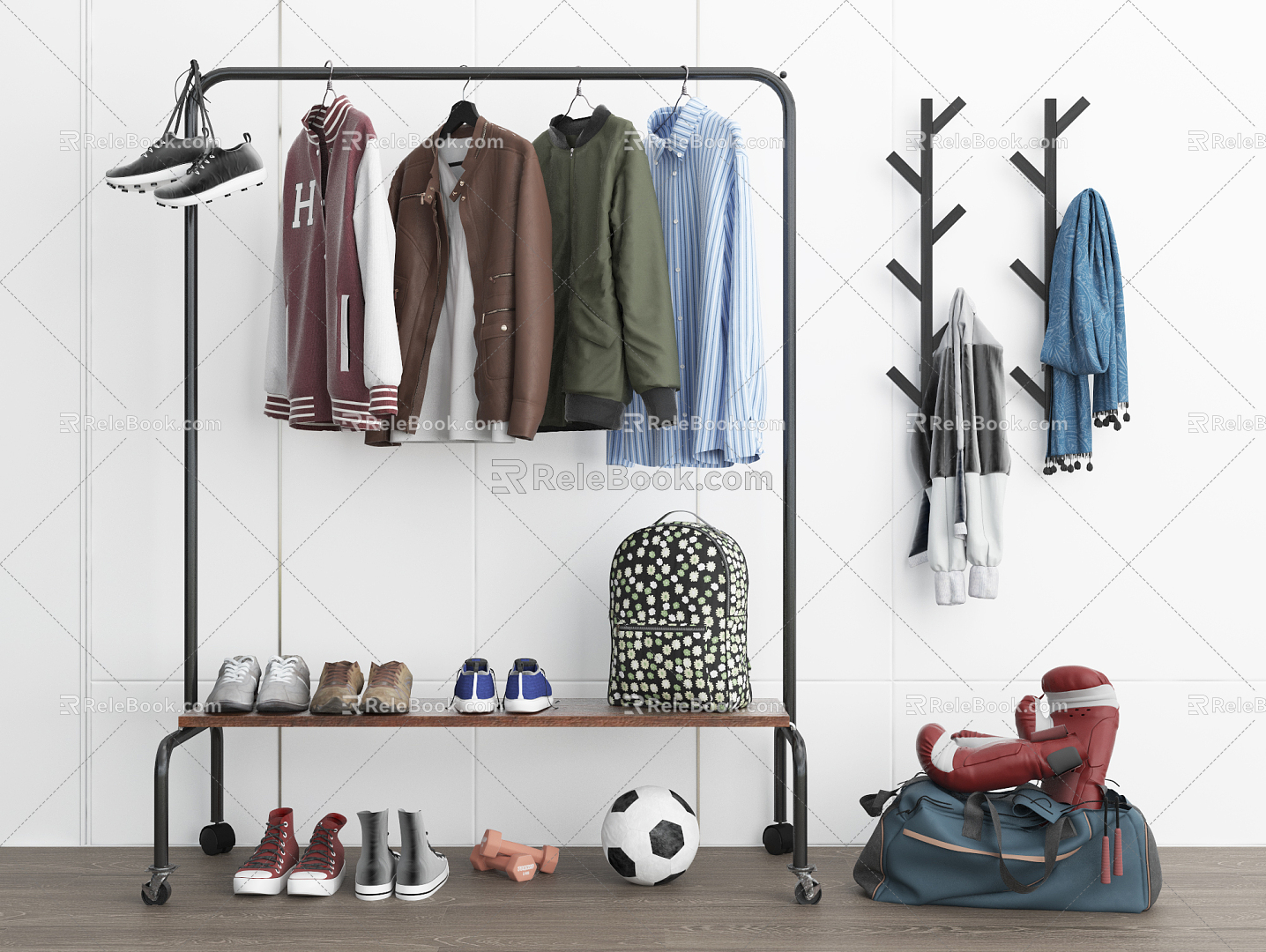 Industrial LOFT Hangers Clothes Hangers Sportswear Shoes 3d model