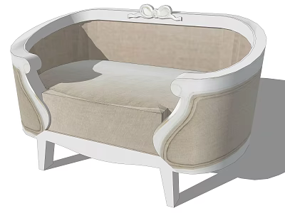 Elegant Single Sofa With White Frame Curved Armrest And Beige Upholstered Cushions 3d model