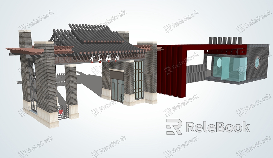 New Chinese Gate Entrance Gate model