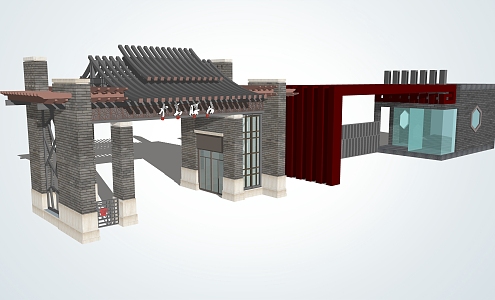 New Chinese Gate Entrance Gate 3d model