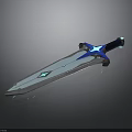 Blue Glowing Sword With Crystal Accents Shiny Blade And Modern Fantasy Design