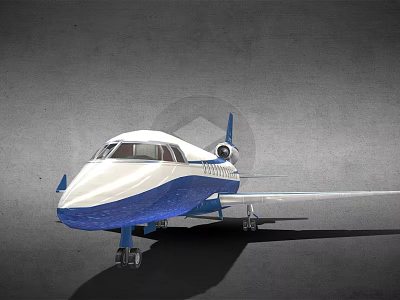 White And Blue Passenger Plane With Modern Design Cockpit Windows And Landing Gear 3d model