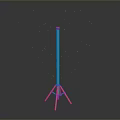 Blue Tall Column With Yellow Tripod Base And Floating Blue Light Spots