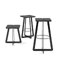Modern Black Bar Stools With Geometric Shapes Square Seats And Metal Frames