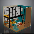 Colorful Kids Bedroom Interior With Bunk Bed Ladder And Playful Decor