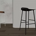 Modern Bar Stools With Black And White Metal Frames And Wooden Seats For Interior Space
