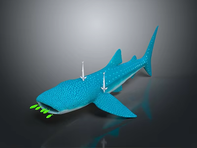 Majestic Whale Shark Aquatic Animal With Blue Body White Spots And Green Teeth 3d model