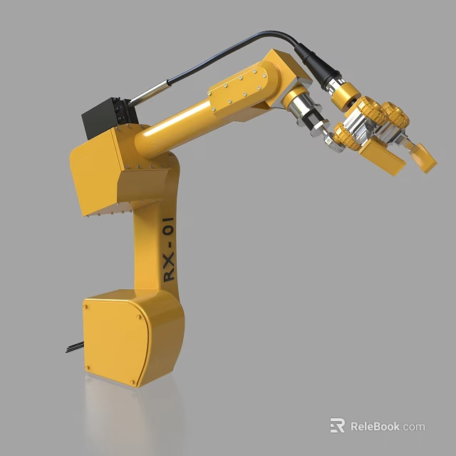 Yellow RX-01 Automated Industrial Mechanical Arm Advanced Precision Equipment For Industrial Use 3d model 