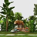 Tropical Rainforest Themed Floral Installation With Archway Green Plants And Hanging Foliage