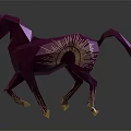 Purple Geometric Horse Sculpture With Golden Accents And Modern Artistic Design