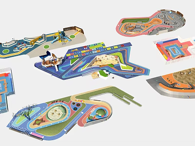 Colorful Kids Play Area Designs With Slides Climbing Frames Sandpits And Interactive Elements 3d model