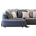 Modern Gray Sectional Sofa With Multiple Decorative Pillows And Throw Blanket 3d model