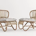 Elegant Rattan Outdoor Foldable Chairs With Soft Gray Cushions For Garden Patio
