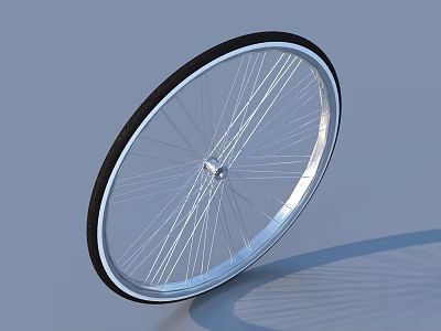 Detailed Close Up View Of Black Bicycle Tire With Silver Rim And Metal Spokes 3d model