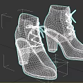 Tan Ankle Boots With Black Cross Patterns And Lace Up Block Heels Design
