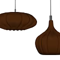 Modern Brown Pendant Lights With Striped Design And Two Different Shapes 3d model