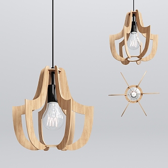 Nordic Chandelier Solid Wood Chandelier 3d model