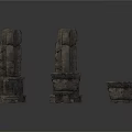 Decorative Stone Structures With Textured Surfaces And Various Stacked Designs 3d model