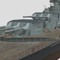 Detailed Battleship Featuring Main Turrets Wooden Deck And Upper Superstructure 3d model