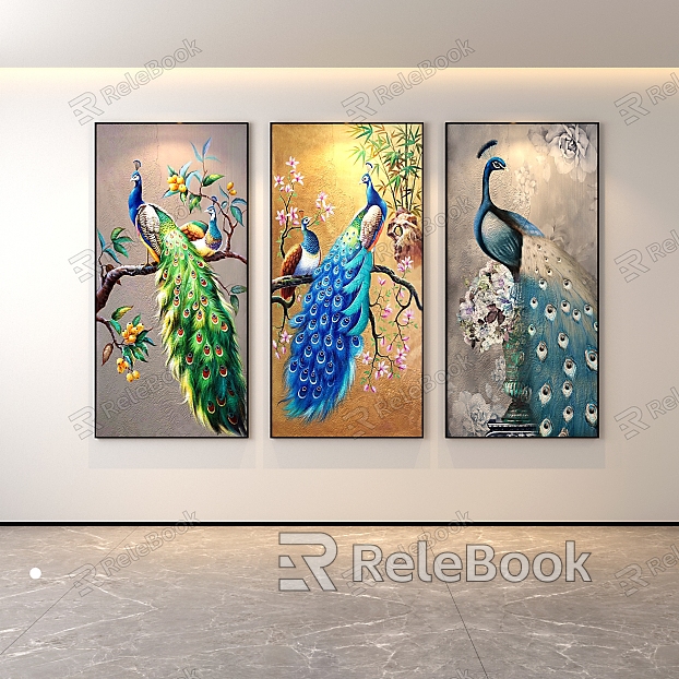 Classic Simple Light Luxury Internet Celebrity Peacock Decoration Painter Restaurant Entrance Corridor Hallway Hanging Painting Hand-painted Oil Painting Minimalist Freehand Brushwork Abstract Popular Scenery Animals Birds model