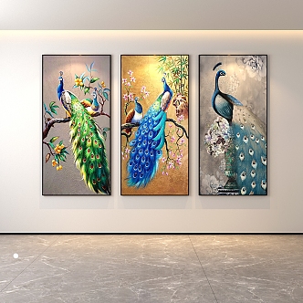 Classic Simple Light Luxury Internet Celebrity Peacock Decoration Painter Restaurant Entrance Corridor Hallway Hanging Painting Hand-painted Oil Painting Minimalist Freehand Brushwork Abstract Popular Scenery Animals Birds 3d model