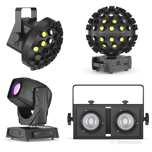 Modern Decorative Stage Lights With LED Bulbs Moving Head Double Head And Black Housing 3d model 