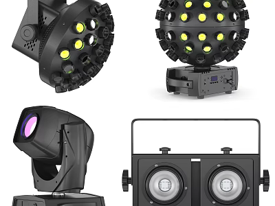 Modern Decorative Stage Lights With LED Bulbs Moving Head Double Head And Black Housing 3d model