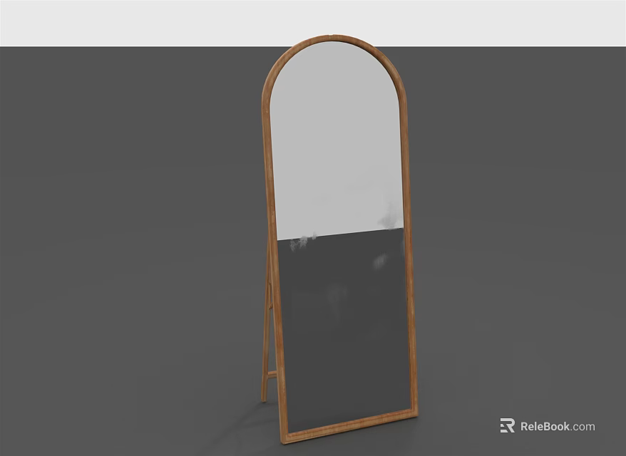 Wooden Frame Arch Design Floor Mirror For Home Living Room Decor 3d model 