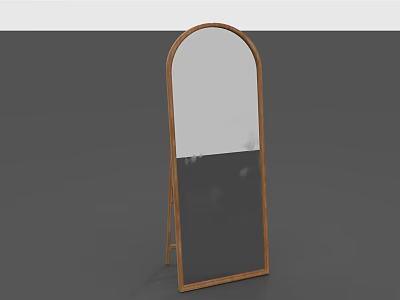 Wooden Frame Arch Design Floor Mirror For Home Living Room Decor 3d model