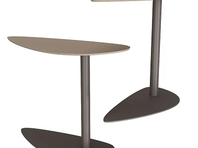 Two Modern Side Tables With Light Beige Irregular Tops And Dark Cylindrical Legs 3d model