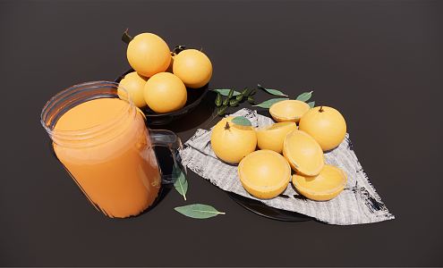 Modern fruit juice orange fruit plate 3d model