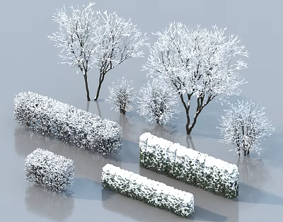 Modern Tree Snow Plants 3d model