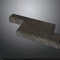 Gray Stone Block Platform With Textured Surface And Small Dark Object Nearby 3d model