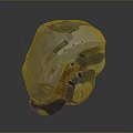 Futuristic Weapon Helmet With Metallic Texture Mechanical Parts And Worn Details