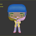 3D Cartoon Doctor Character Wearing Blue Scrubs White Coat and Mask Standing With Arms Crossed