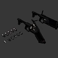 Futuristic Black Guns With Metallic Structure LED Lights Sleek Design And Ammunition