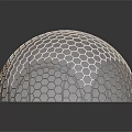 Geometric Hemisphere Object With Hexagonal Grid Surface Structure And Smooth Reflection