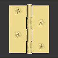 Brass Hinge Connecting Two Metal Plates With Cross Screws And Reflective Surface