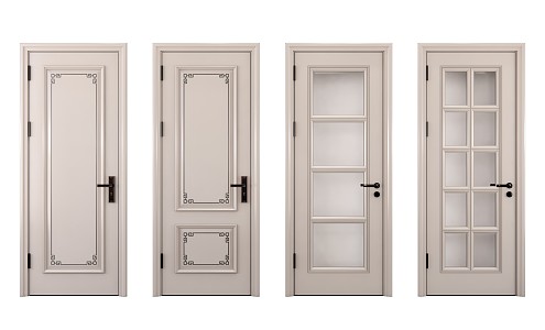 Modern swing door single door solid wood door combination 3d model